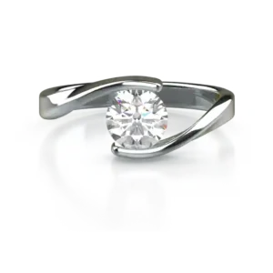 14k white gold diamond swirl engagement ring by Bruce Trick