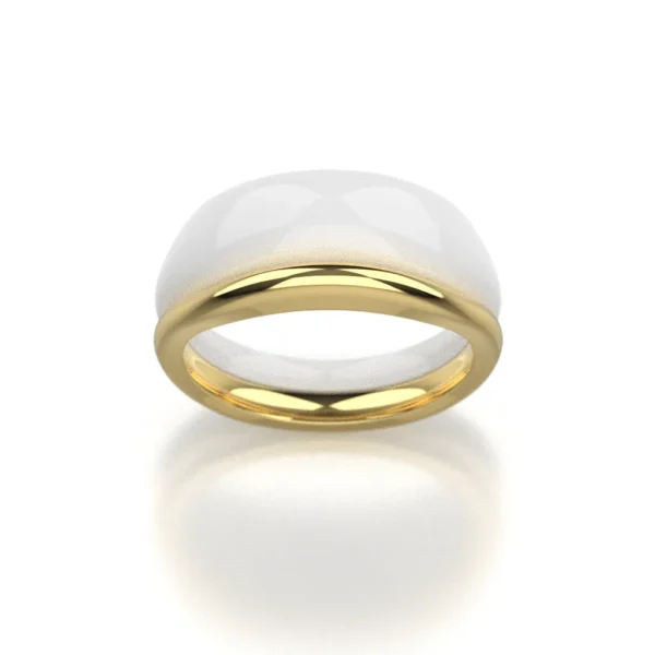 14k yellow gold wedding band next to CAD sample ring by Bruce Trick