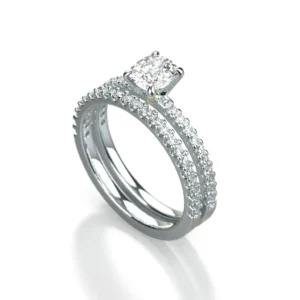diamond engagement and wedding ring set in 14k white gold by Bruce Trick