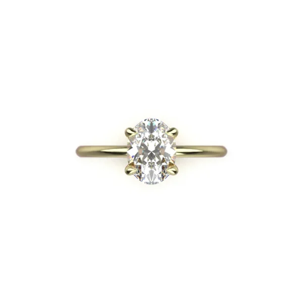 14k yellow gold diamond engagement ring with oval diamond by Bruce Trick