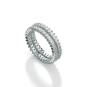 two diamonds eternity bands in 14k white gold by Bruce Trick