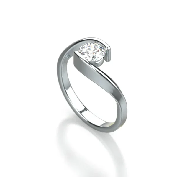 Swirl diamond engagement ring in 14k white gold designed by Bruce Trick