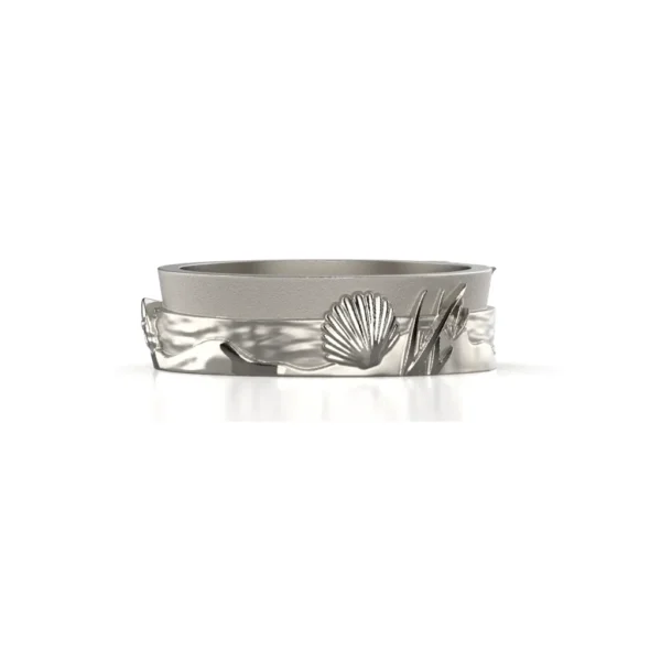 Platinum wedding band with sceneic design by Bruce Trick