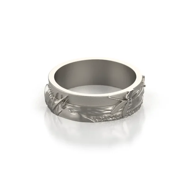 Platinum wedding band with sceneic design by Bruce Trick