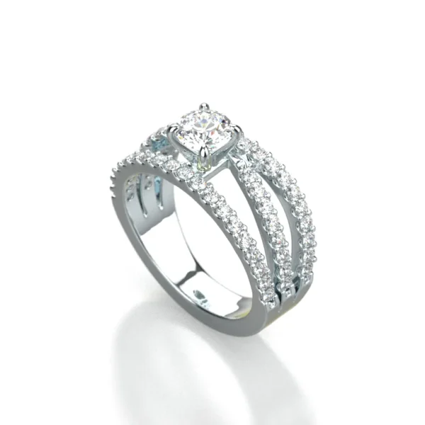 Multi band 14k white gold diamond ring design by Bruce Trick