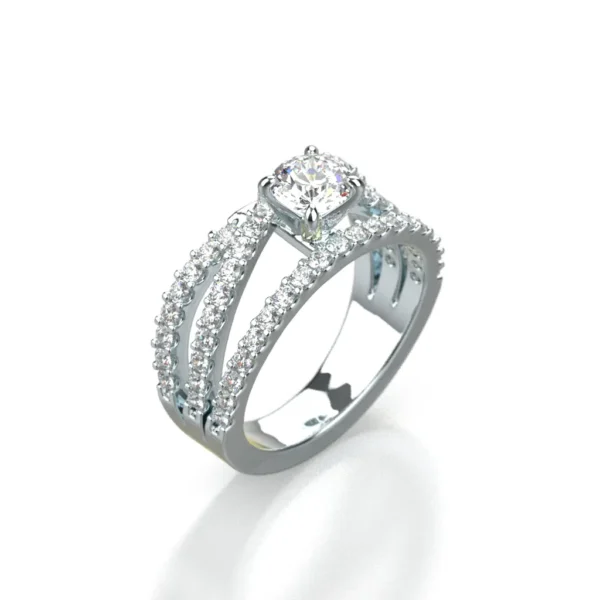 Multi band 14k white gold diamond ring design by Bruce Trick